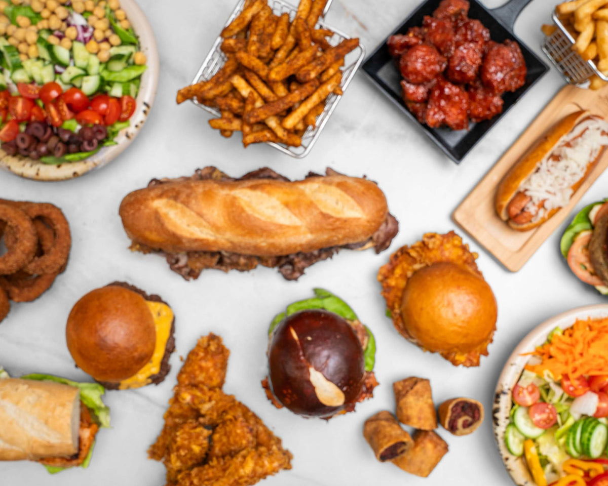 FLIPT burgers, sandwiches, chicken tenders, fries and salads
